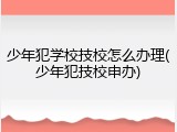 少年犯学校技校怎么办理(少年犯技校申办)