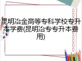 昆明冶金高等专科学校专升本学费(昆明冶专专升本费用)