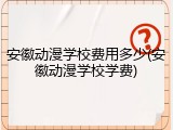 安徽动漫学校费用多少(安徽动漫学校学费)