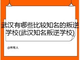 武汉有哪些比较知名的叛逆学校(武汉知名叛逆学校)
