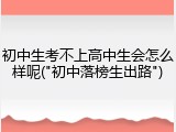 初中生考不上高中生会怎么样呢("初中落榜生出路")