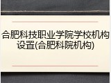 合肥科技职业学院学校机构设置(合肥科院机构)