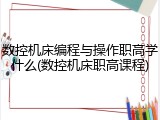 数控机床编程与操作职高学什么(数控机床职高课程)