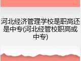 河北经济管理学校是职高还是中专(河北经管校职高或中专)