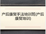 产后康复手法培训班(产后康复培训)