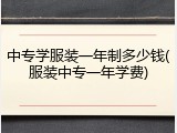 中专学服装一年制多少钱(服装中专一年学费)