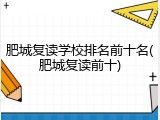 肥城复读学校排名前十名(肥城复读前十)
