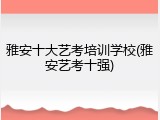 雅安十大艺考培训学校(雅安艺考十强)