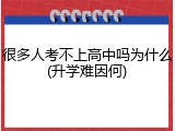 很多人考不上高中吗为什么(升学难因何)