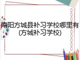南阳方城县补习学校哪里有(方城补习学校)