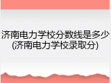 济南电力学校分数线是多少(济南电力学校录取分)