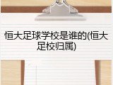 恒大足球学校是谁的(恒大足校归属)