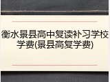 衡水景县高中复读补习学校学费(景县高复学费)