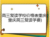 高三复读学校价格表重庆(重庆高三复读学费)