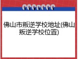 佛山市叛逆学校地址(佛山叛逆学校位置)
