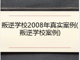 叛逆学校2008年真实案例(叛逆学校案例)