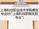 上海科技职业技术学院哪些专业好("上海科技职院优势专业")