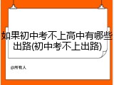 如果初中考不上高中有哪些出路(初中考不上出路)
