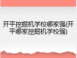 开平挖掘机学校哪家强(开平哪家挖掘机学校强)