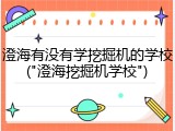 澄海有没有学挖掘机的学校("澄海挖掘机学校")