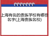 上海有名的贵族学校有哪些名字(上海贵族名校)