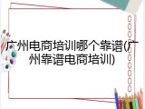 广州电商培训哪个靠谱(广州靠谱电商培训)