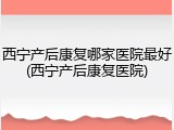 西宁产后康复哪家医院最好(西宁产后康复医院)