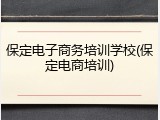 保定电子商务培训学校(保定电商培训)