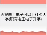 职高电工电子可以上什么大学(职高电工电子升学)