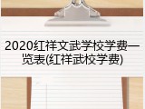 2020红祥文武学校学费一览表(红祥武校学费)