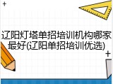 辽阳灯塔单招培训机构哪家最好(辽阳单招培训优选)