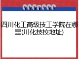 四川化工高级技工学院在哪里(川化技校地址)
