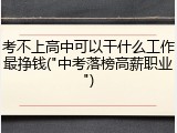 考不上高中可以干什么工作最挣钱("中考落榜高薪职业")