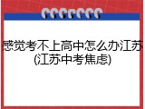 感觉考不上高中怎么办江苏(江苏中考焦虑)