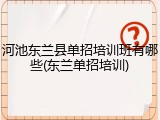 河池东兰县单招培训班有哪些(东兰单招培训)