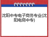 沈阳中专电子商务专业(沈阳电商中专)