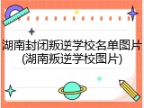 湖南封闭叛逆学校名单图片(湖南叛逆学校图片)