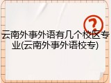云南外事外语有几个校区专业(云南外事外语校专)