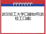 武汉轻工大学口碑如何(武轻工口碑)