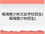 福清南少林文武学校招生(福清南少林招生)