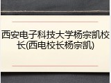 西安电子科技大学杨宗凯校长(西电校长杨宗凯)