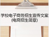 学校电子商务招生宣传文案(电商招生简章)