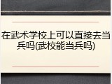 在武术学校上可以直接去当兵吗(武校能当兵吗)