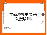 三亚学动漫哪里最好(三亚动漫培训)