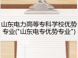 山东电力高等专科学校优势专业("山东电专优势专业")