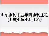 山东水利职业学院水利工程(山东水院水利工程)