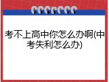 考不上高中你怎么办啊(中考失利怎么办)
