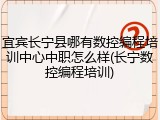 宜宾长宁县哪有数控编程培训中心中职怎么样(长宁数控编程培训)