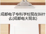 成都电子专科学校现在叫什么(成都电大现名)