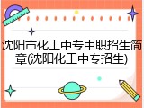 沈阳市化工中专中职招生简章(沈阳化工中专招生)